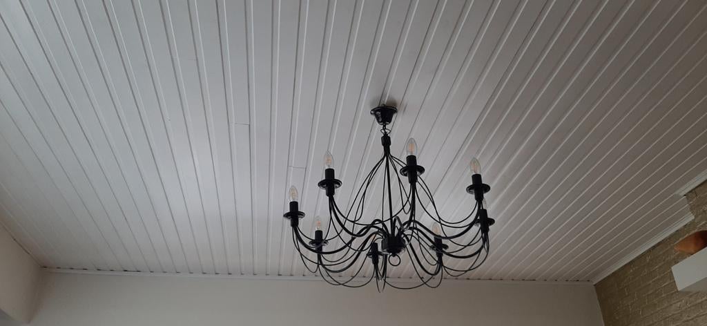 Kroonluchter, hanglamp in hoogglans zwart, Ophalen of Verzenden, Zo goed als nieuw