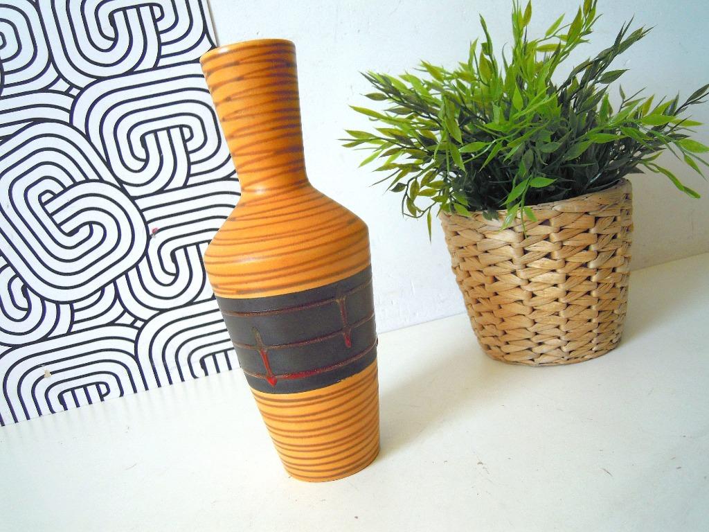 Vase vintage en céramique ouest-allemande, Enlèvement ou Envoi, Comme neuf, Poterie ou Porcelaine, Moins de 50 cm