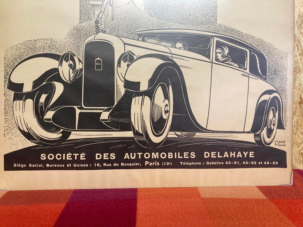 Affiche publicitaire ancienne Delahaye, Enlèvement, Comme neuf