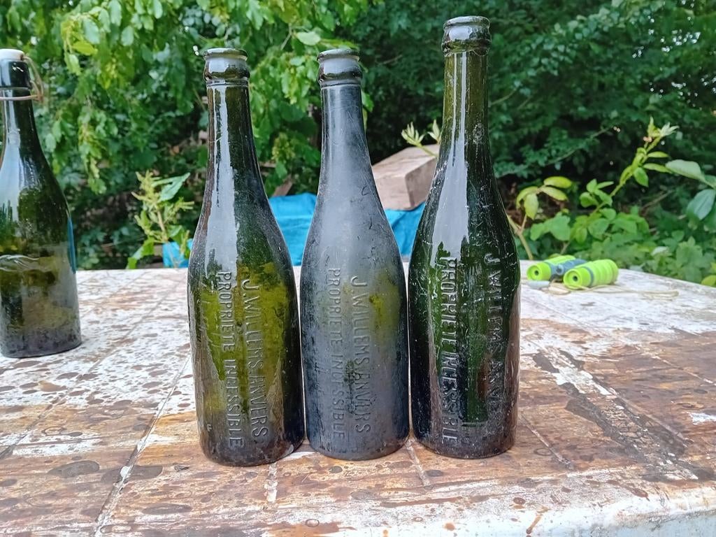 Oude vintage bierflessen J Willems Anvers Antwerpen, Enlèvement ou Envoi, Utilisé