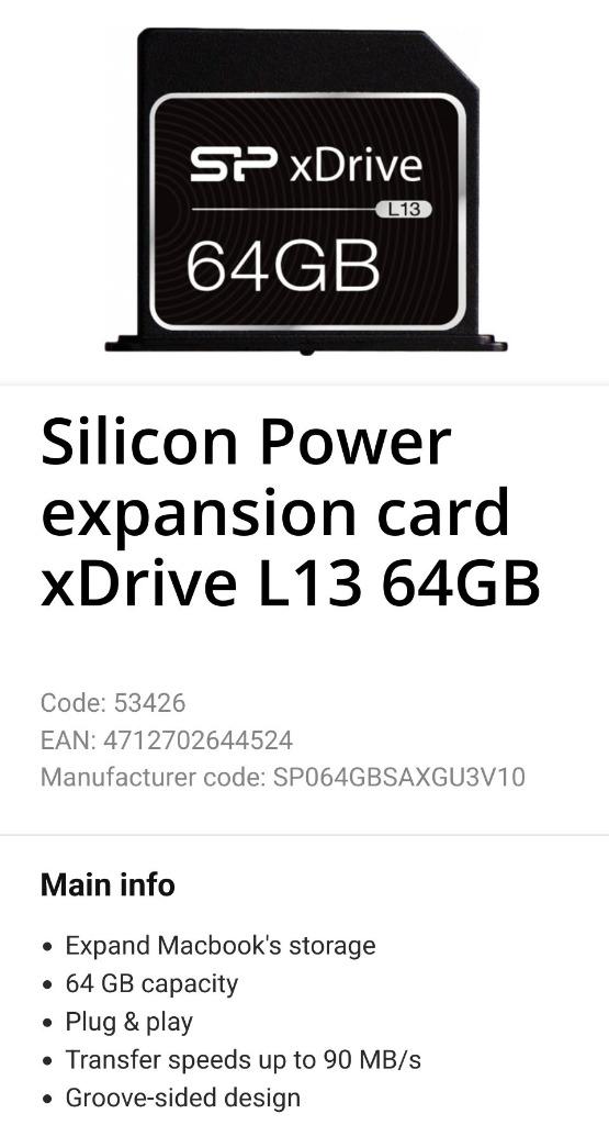 SP Xdrive 64GB voor macbook. nieuw, TV, Hi-fi & Vidéo, Photo | Cartes mémoire, Neuf, Enlèvement ou Envoi, Silicon power, Autres types