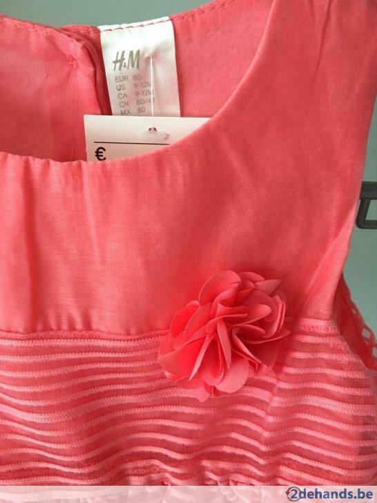 Zalmroze feestelijk kleedje mt80 (H&M) !NIEUW!, Enlèvement ou Envoi, Neuf, Fille