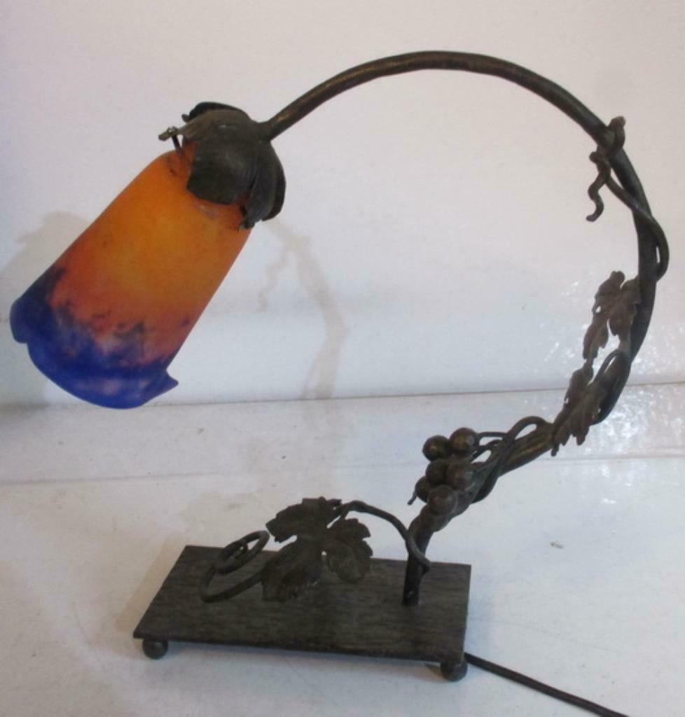 art deco smeedijzer staanlamp tafellamp Muller Luneville 25, Antiquités & Art, Antiquités | Éclairage, Envoi