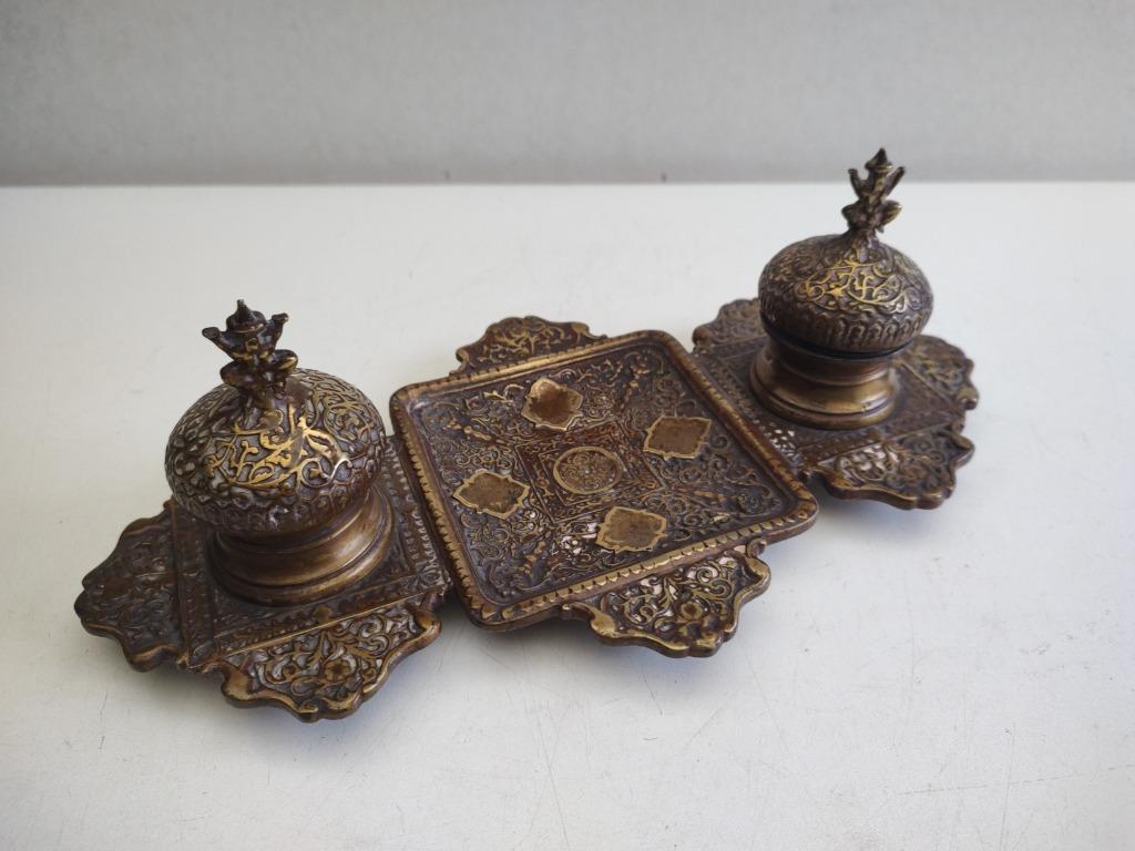 Bronzen/Koperen Inktstel Oosterse/Arabische stijl, Envoi