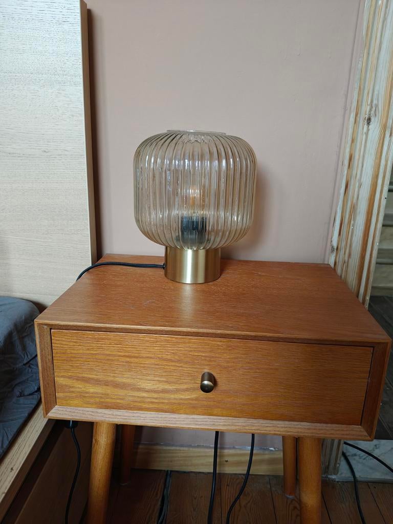 Nachtlamp glas met goud, Ophalen of Verzenden, Zo goed als nieuw, Glas, Minder dan 50 cm