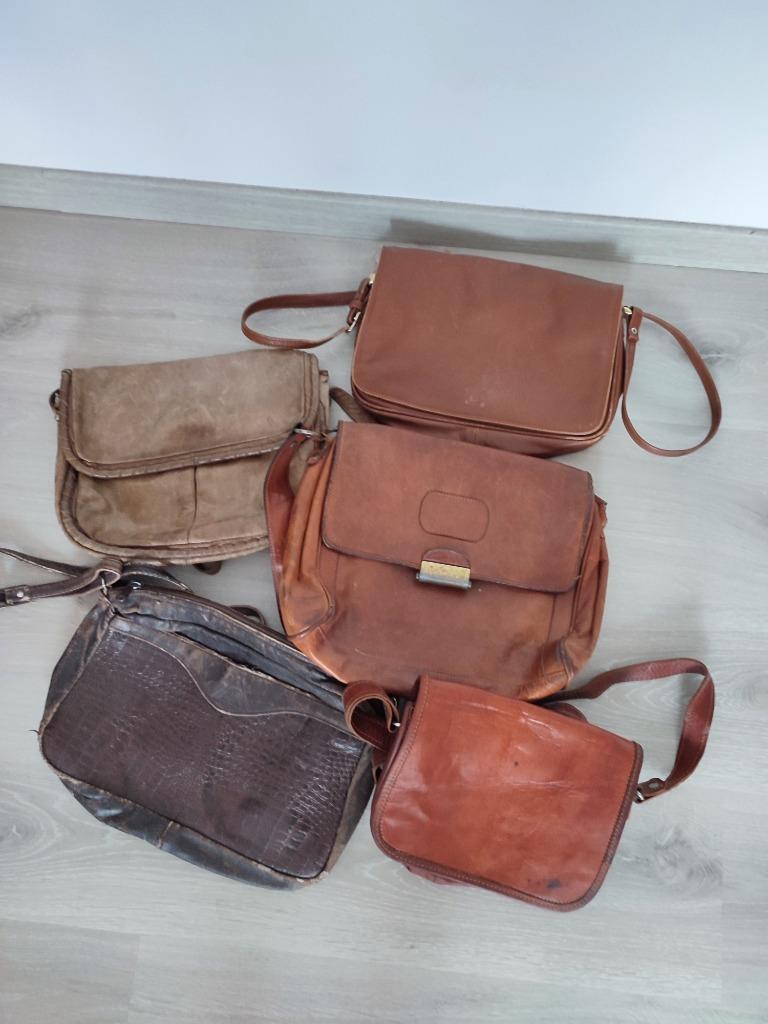 Lot vintage handtassen, Enlèvement ou Envoi, Utilisé, Brun, Sac à main