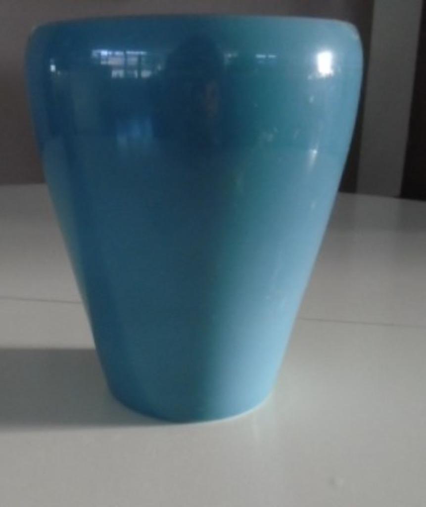 BLOEMPOT TURQUOISE H 16,5 Dia 13 cm 2 stuks NIEUW, Neuf, Enlèvement ou Envoi, Moins de 25 cm, Intérieur