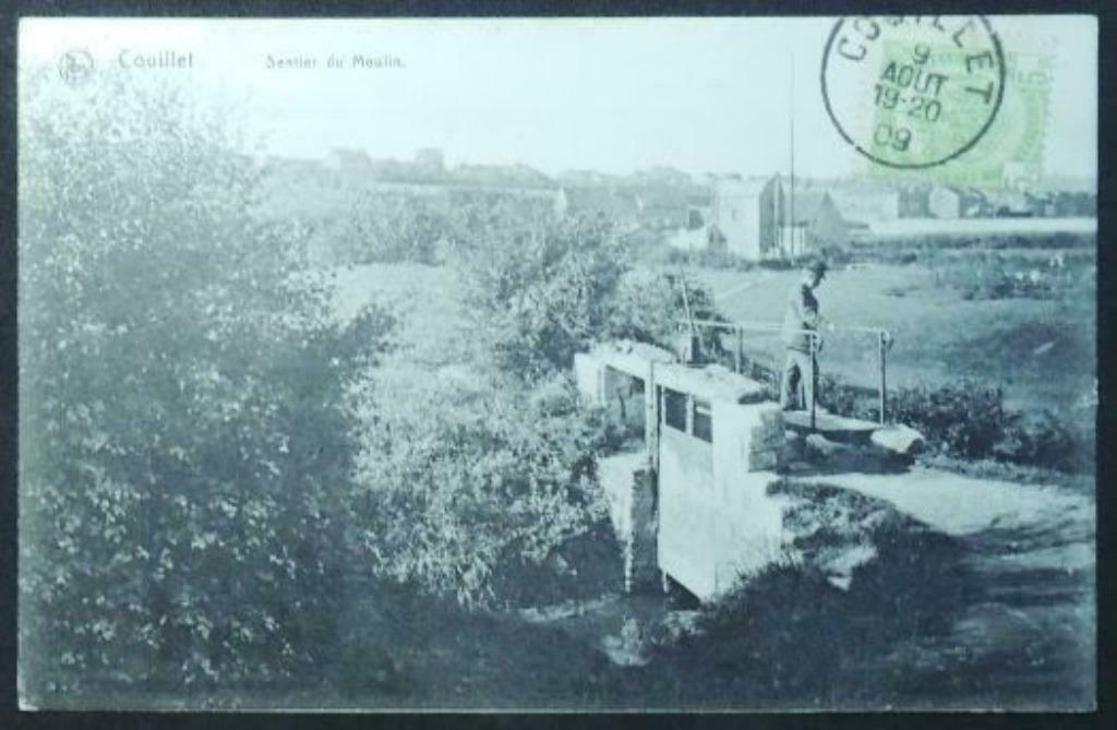 Carte Postale Couillet Santier du Moulin (Charleroi), Enlèvement ou Envoi, Avant 1920, Affranchie, Hainaut