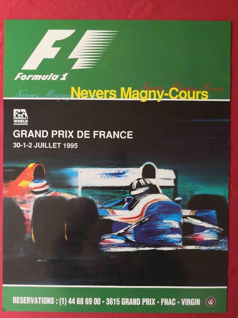 AFFICHE GRAND PRIX DE FRANCE - F1 - 1995 - MAGNY-COURS, Enlèvement ou Envoi, Rectangulaire vertical, A1 jusqu'à A3, Comme neuf