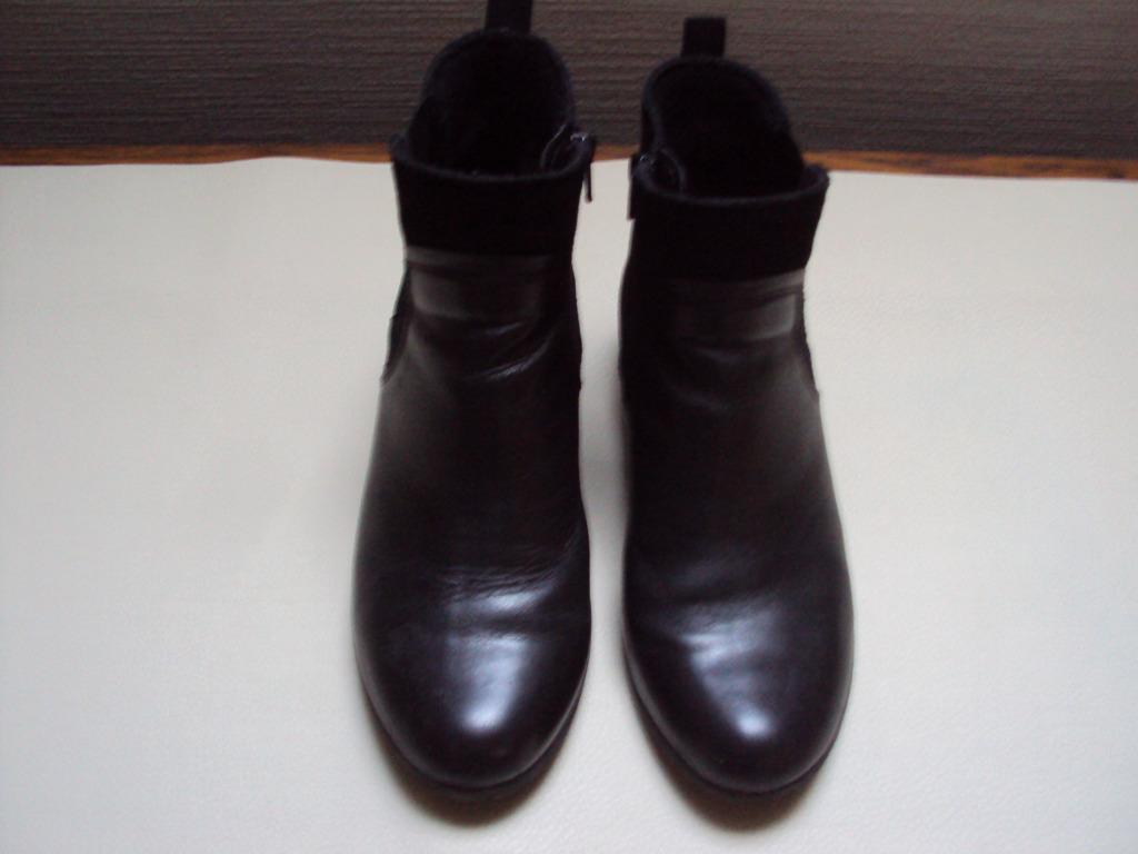 Warme, zwarte lederen enkellaarsjes met nubuck.  Maat 38, Ophalen of Verzenden