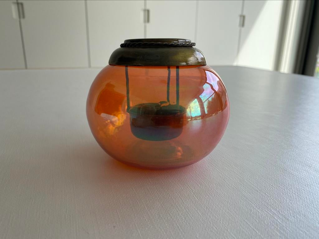 Glazen theelichthouder oranje, Huis en Inrichting, Ophalen of Verzenden, Nieuw