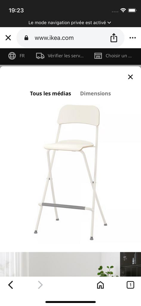 Chaise de bar FRANKLIN ikéa, Enlèvement, Comme neuf