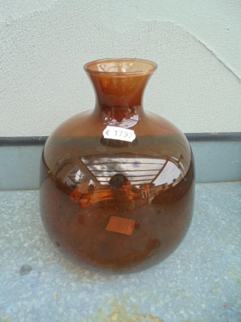 VAAS BOLPOT GRIETJE ORANJE GLAS 19 x DIA 16 CM NIEUW, Neuf, Moins de 50 cm, Enlèvement ou Envoi, Verre