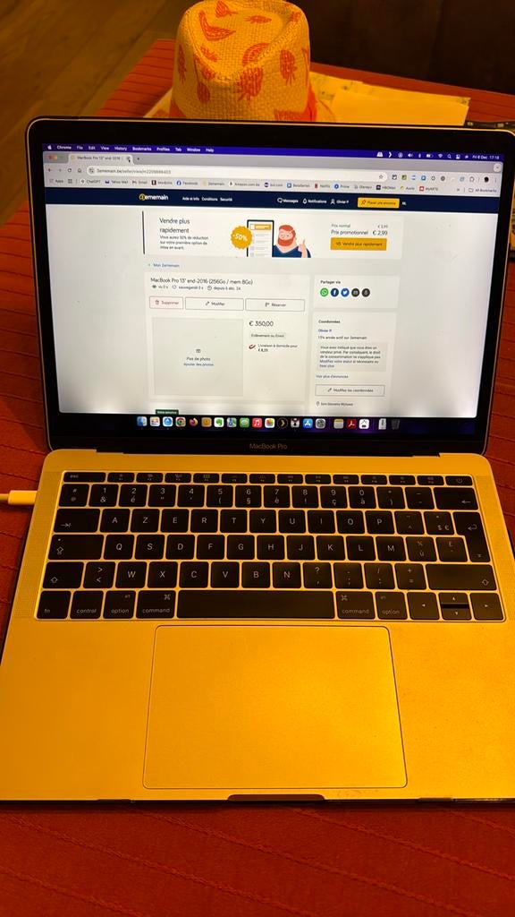 MacBook Pro 13" end-2016 (256Go / mem 8Go), Computers en Software, Ophalen, Gebruikt, 256 GB, 2 tot 3 Ghz