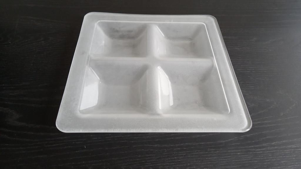 Plat en verre dépoli neuf, 4 compartiments, Enlèvement ou Envoi, Neuf, Verre