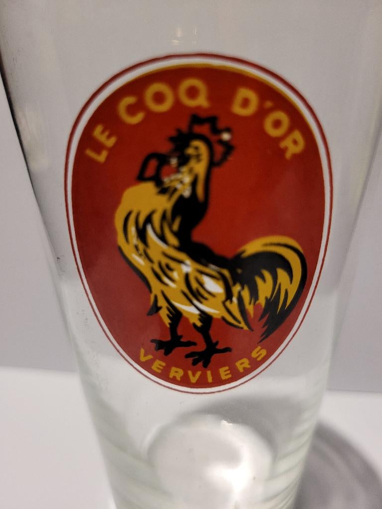 Oud bierglas Le Coq d'Or Verviers 33cl, Ophalen of Verzenden, Zo goed als nieuw, Overige typen
