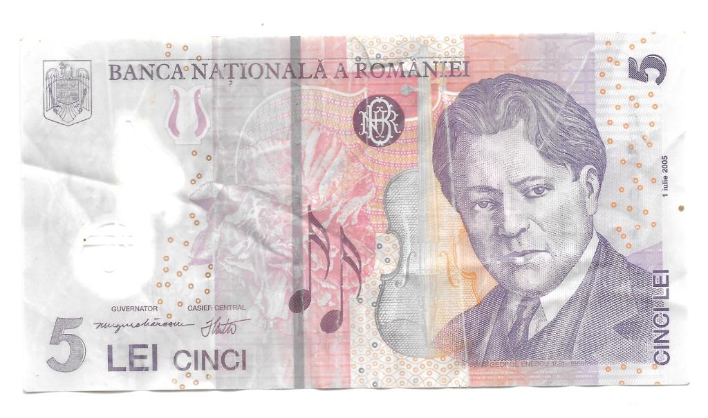 Bankbiljet van 5 lei Roemenië Roemeens, Verzenden, Overige landen, Los biljet