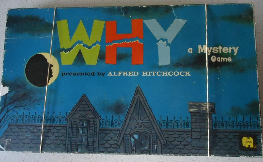 Vintage Why A Mystery Game presented by Alfred Hitchcock., Vijf spelers of meer, Ophalen of Verzenden, Gebruikt, Jumbo