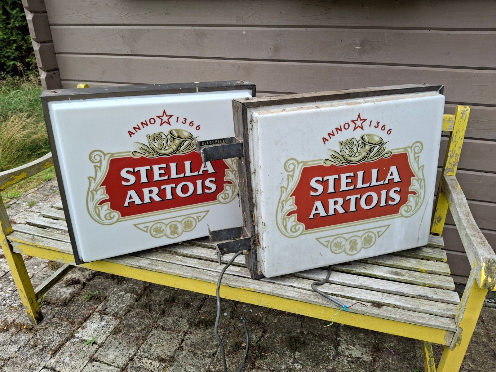 2 Stella Artois lichtreclames, Verzamelen, Biermerken, Ophalen, Gebruikt, Reclamebord, Plaat of Schild, Stella Artois