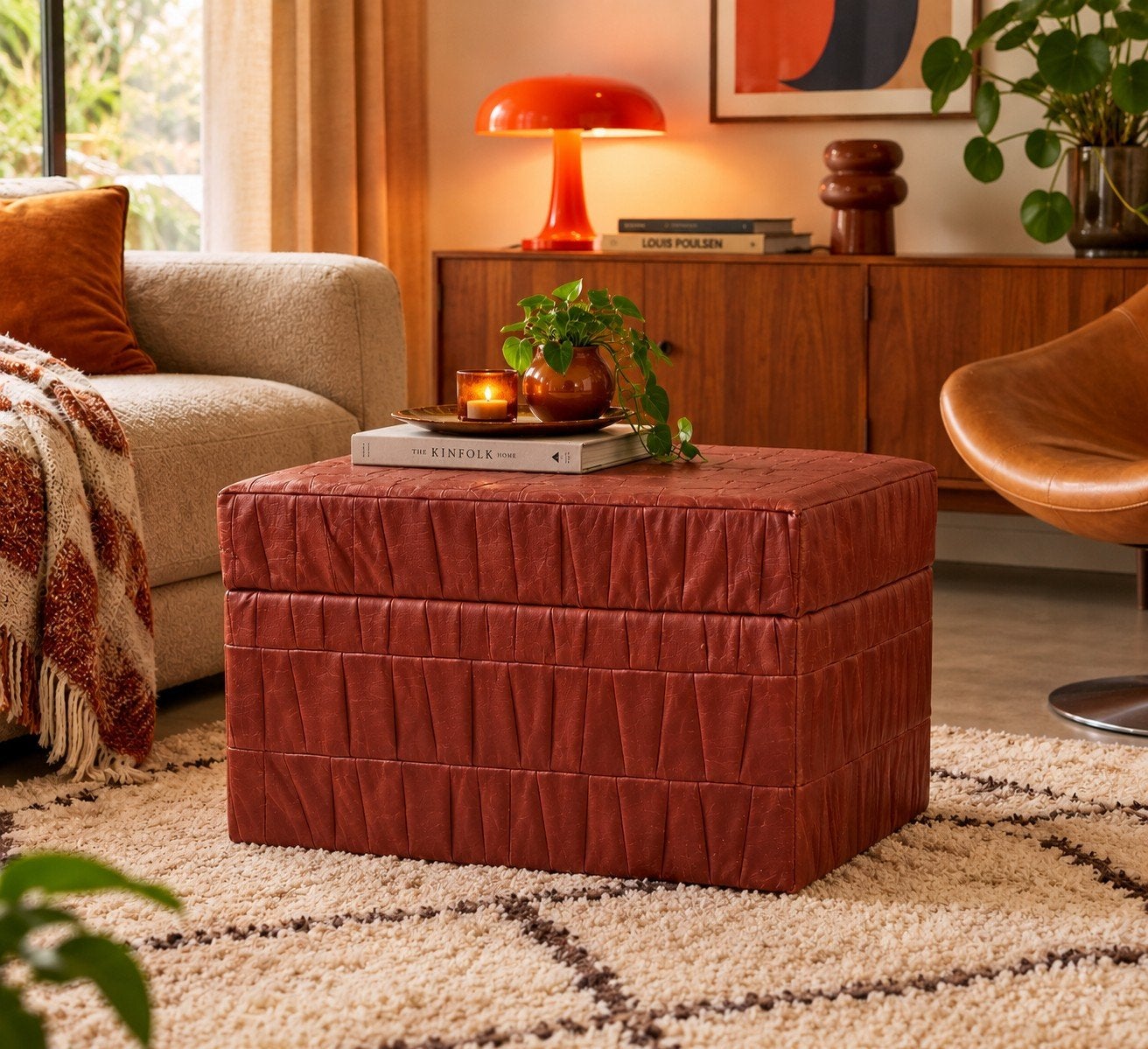 Vintage De Sede patchwork leren opbergpoef 
6. Sociale conta, Huis en Inrichting, Ophalen