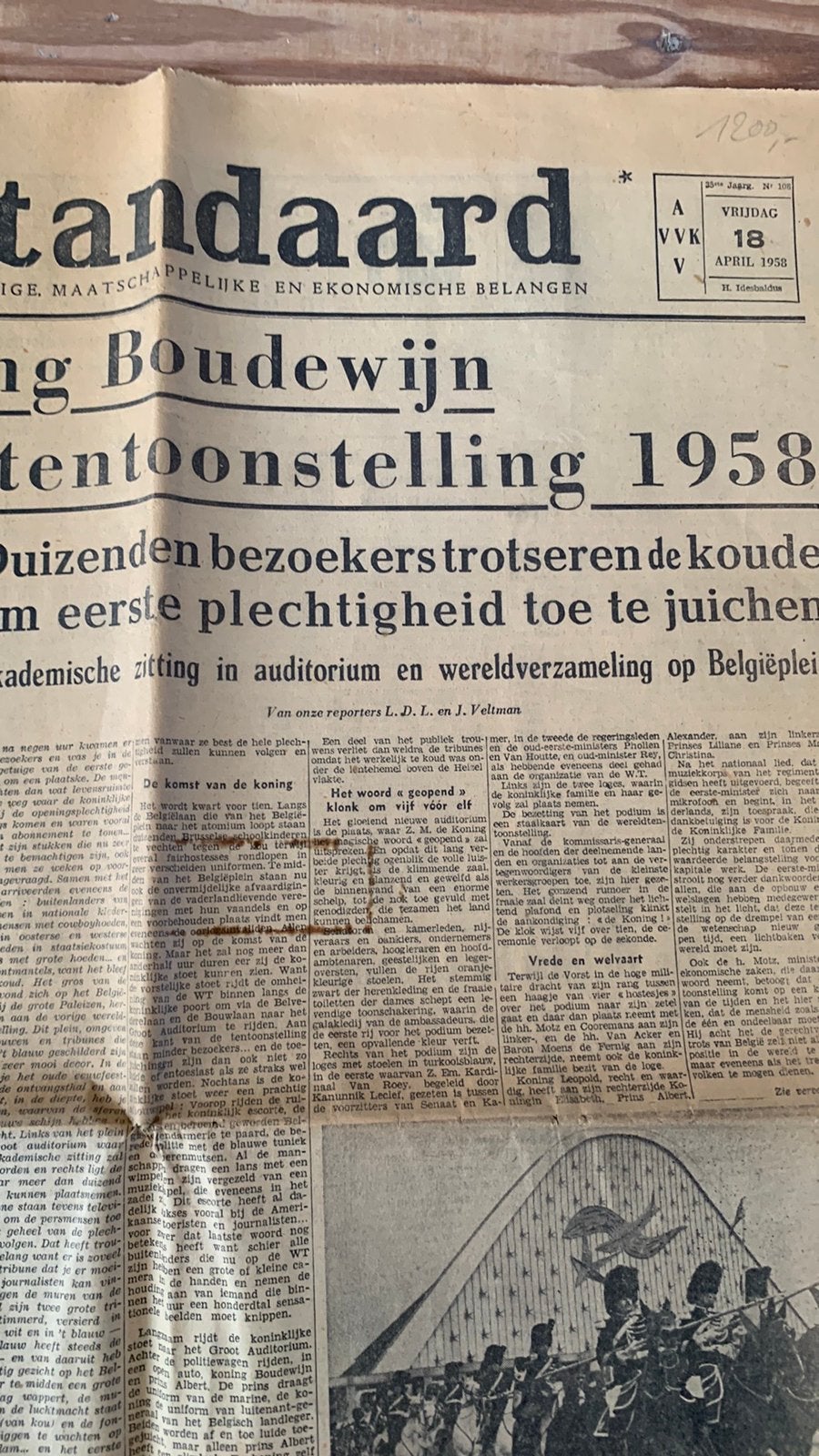 Krant opening Expo ‘58, Antiek en Kunst, Ophalen
