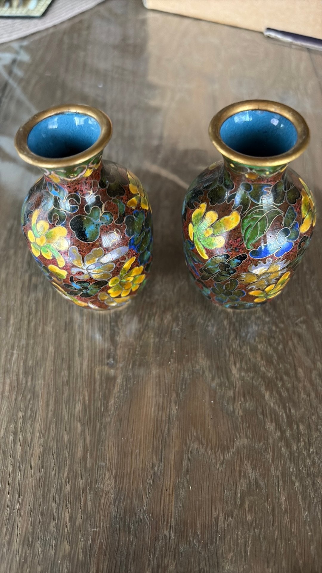 Cloisonné 2 miniatuur vaasjes, Antiek en Kunst, Ophalen of Verzenden, Koper