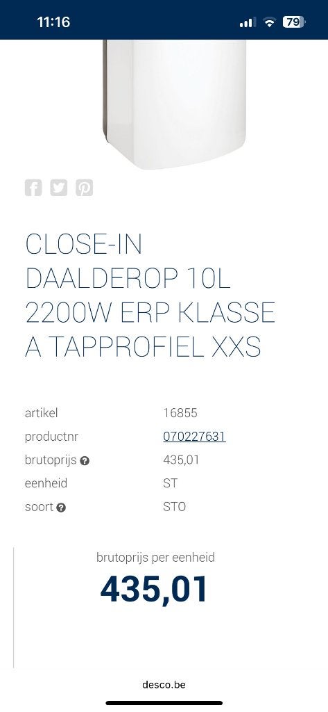 Daalderop close in 10L, Doe-het-zelf en Bouw, Ophalen, Nieuw, Boiler