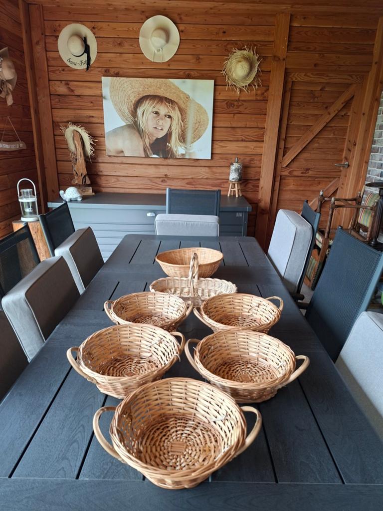 Lot de 7 panier osier rotin corbeille à fruit divers marché, Ophalen, Riet, Mand