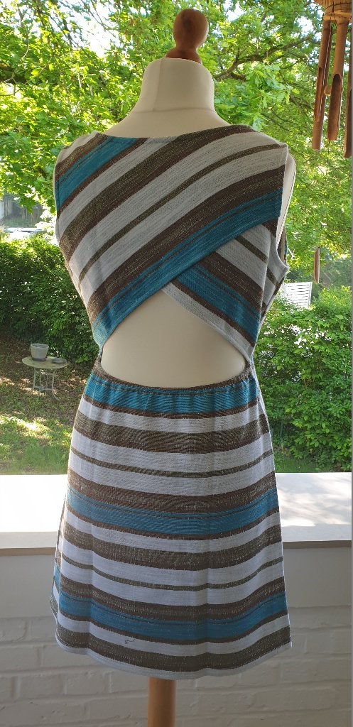 NIEUW artikel : Benetton jurk zonder rug - Maat L, Kleding | Dames, Jurken, Blauw, Benetton, Maat 42/44 (L), Nieuw