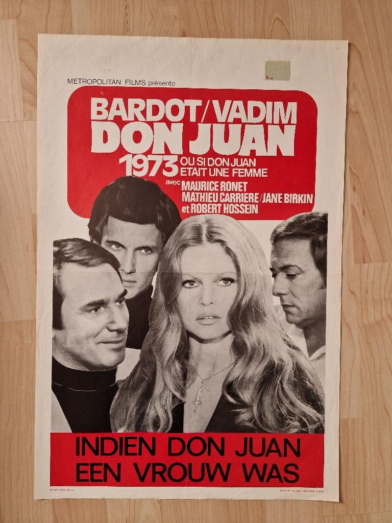 filmaffiche Brigitte Bardot Don Juan 1973 filmposter, Rechthoekig Staand, Ophalen of Verzenden, Zo goed als nieuw, A1 t/m A3