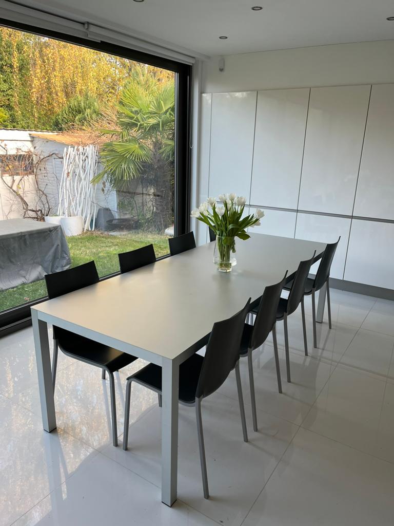 8 Eva Bontempi stoelen, Huis en Inrichting, Ophalen, Gebruikt, Metaal, Grijs
