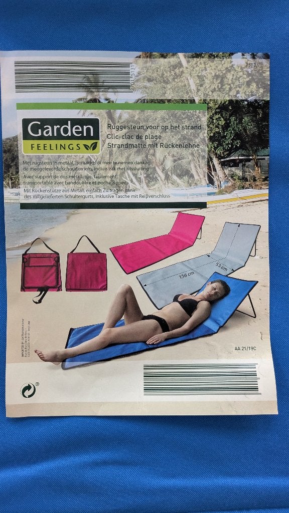 Rug steun strand kampeer mat ligbed tas, Ophalen, Nieuw