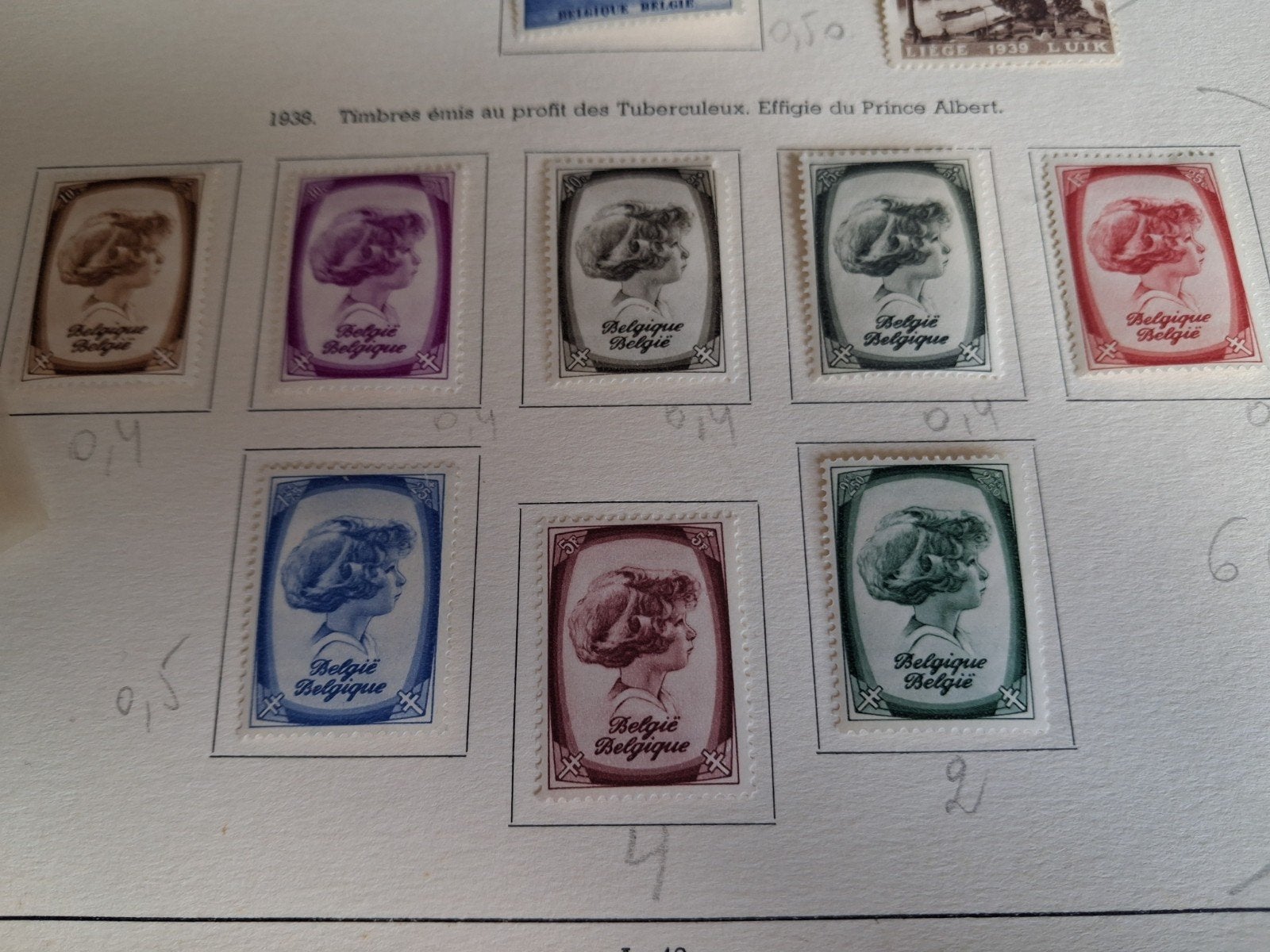 1938 timbres belges COB 488 à  495, Enlèvement ou Envoi