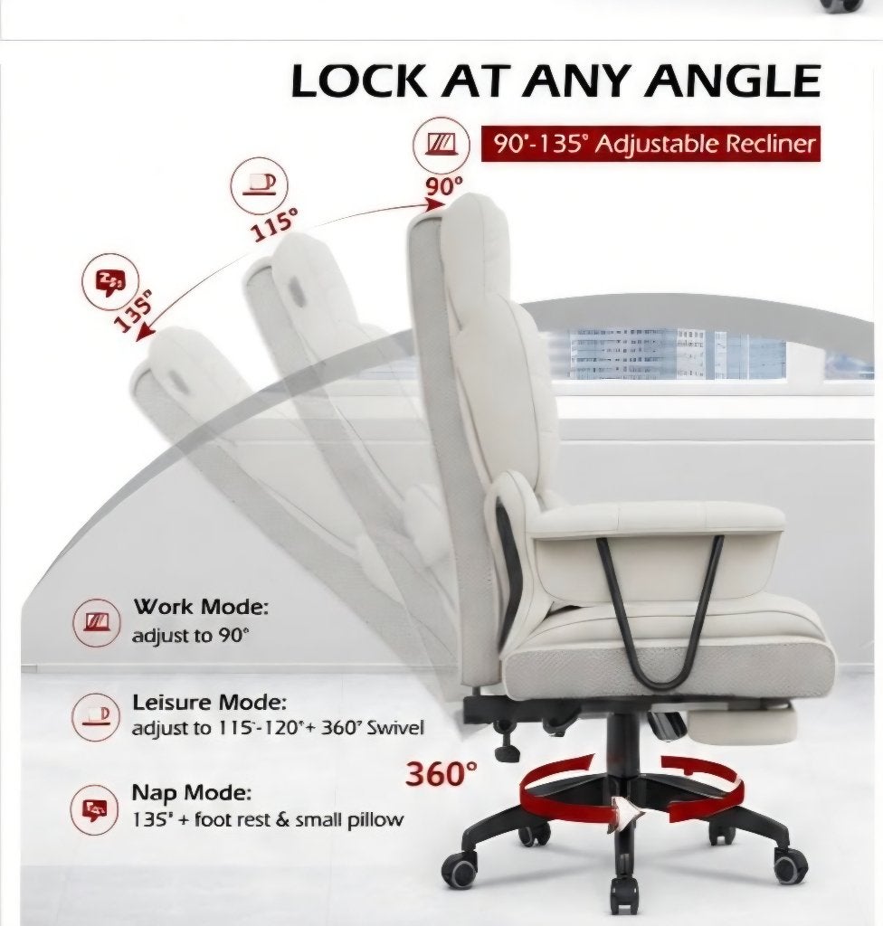 Chaise de bureau avec repose-pieds télescopique, Maison & Meubles, Enlèvement, Neuf, Blanc, Chaise de bureau