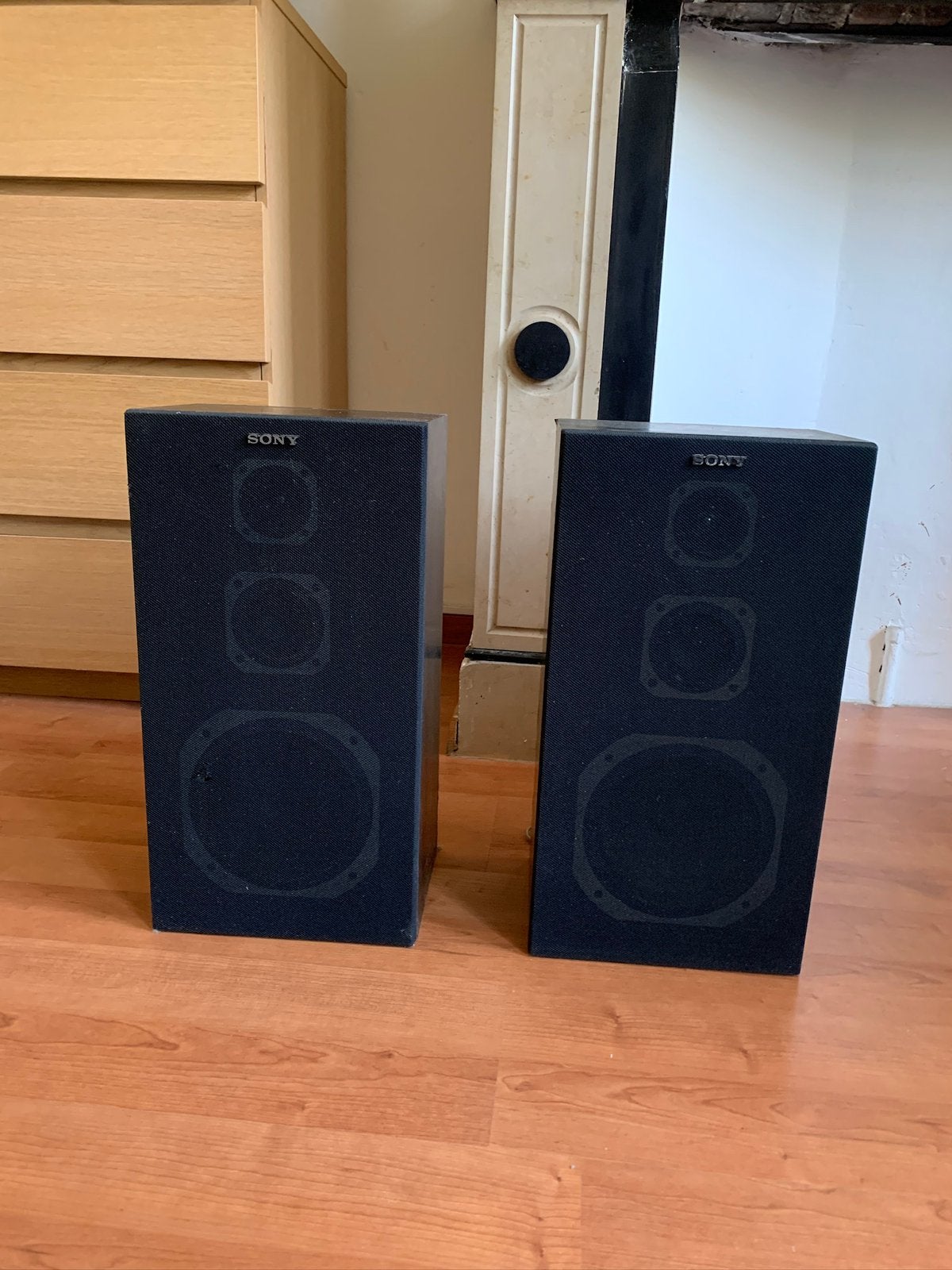 Vintage Sony SS-E200 3 hifi-luidsprekers, 50 W, Audio, Tv en Foto, Ophalen, Gebruikt, Inclusief kabels, Speakerset