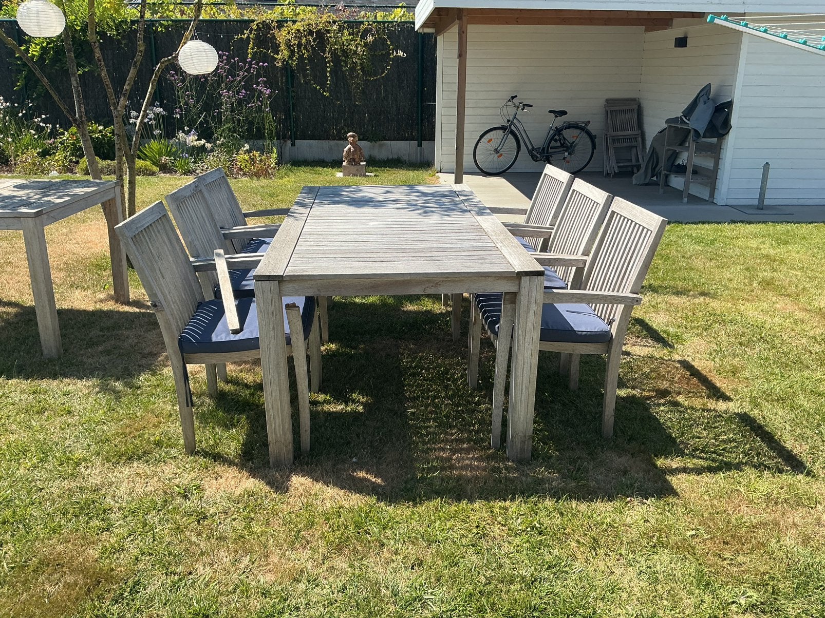 Houten tuinset te koop, Tuin en Terras, Ophalen, Gebruikt, Hardhout, 6 zitplaatsen