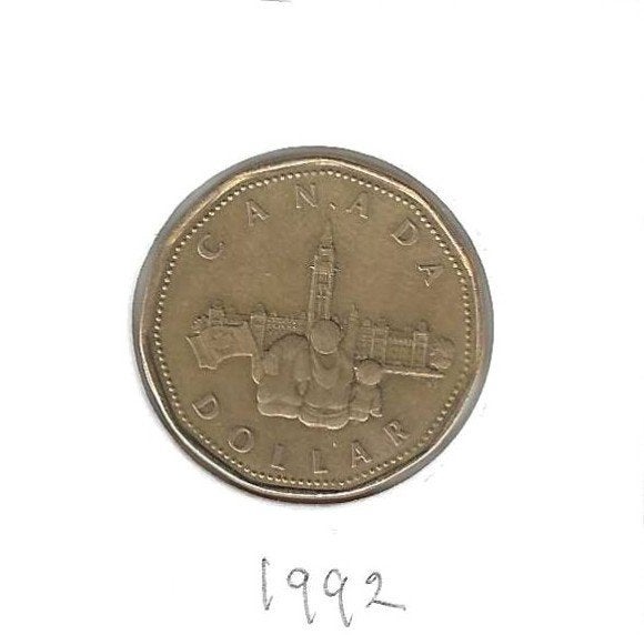 Canada, 1 Dollar 1992, Parliament., Enlèvement ou Envoi, Amérique du Nord, Monnaie en vrac