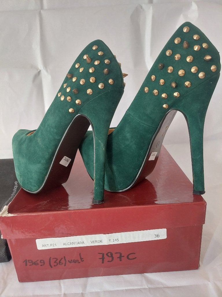 797C* 1969 sexy escarpins vert very high heels (36), Escarpins, Comme neuf, Vert, Envoi