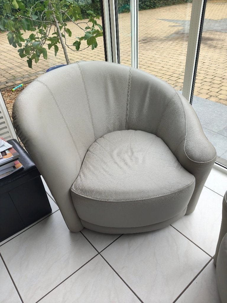 Fauteuils Yin en Yang echt leder up2date, Ophalen, Gebruikt, Leer