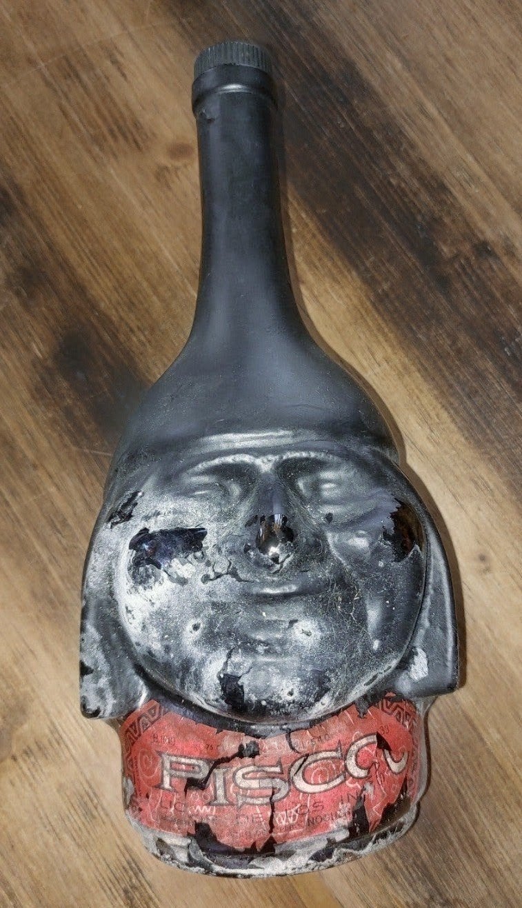 Antieke Pisco fles in de vorm van een hoofd - Uniek, Ophalen