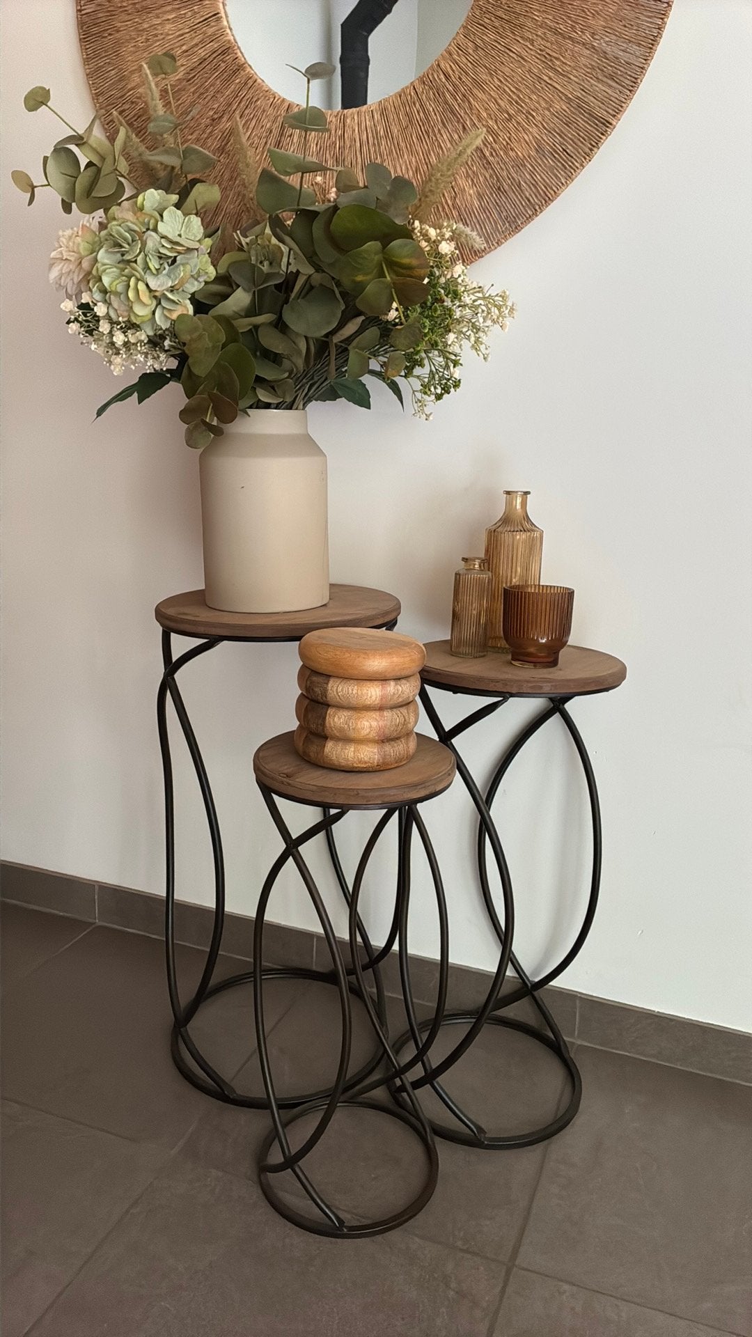 Set van 3 bijzetteafeltjes JLine, Ophalen, Minder dan 55 cm, Metaal of Aluminium, Rond