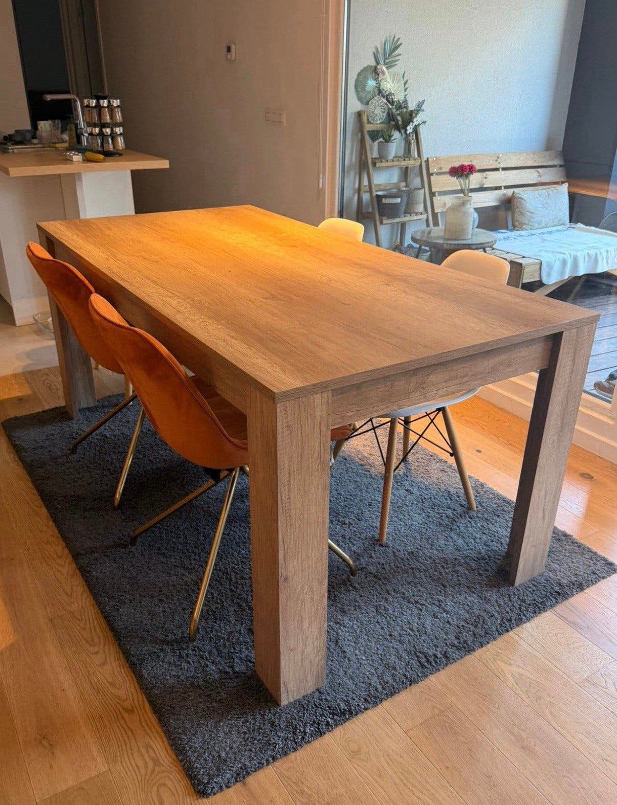 Eettafel houtlook 160cm, Enlèvement, Comme neuf