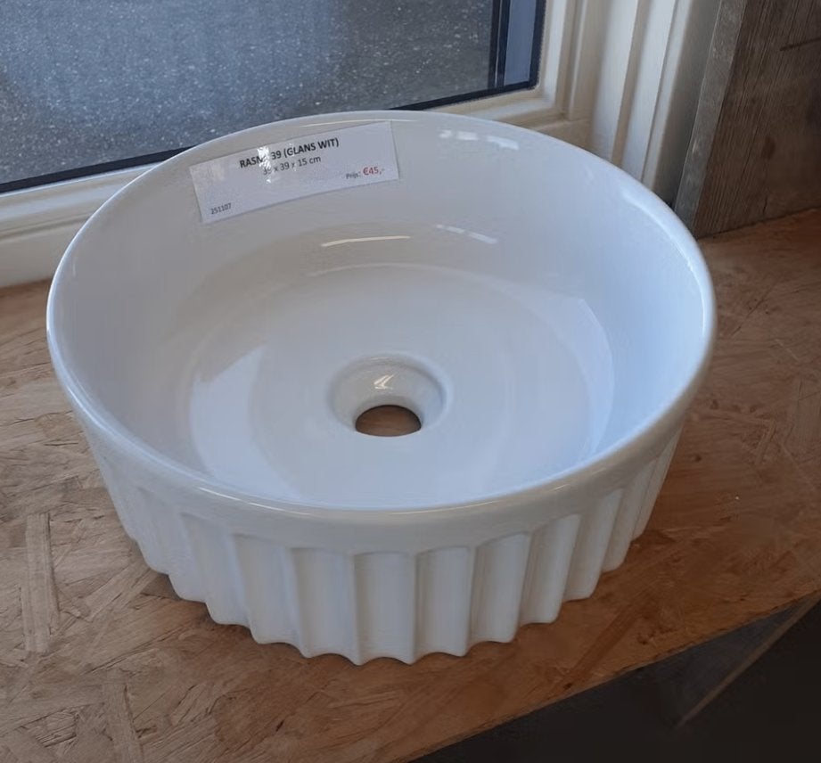 OP=OP! Waskom, glans wit, rond, ribbels, speels, Rasna 39, Ophalen of Verzenden, Nieuw, Wit