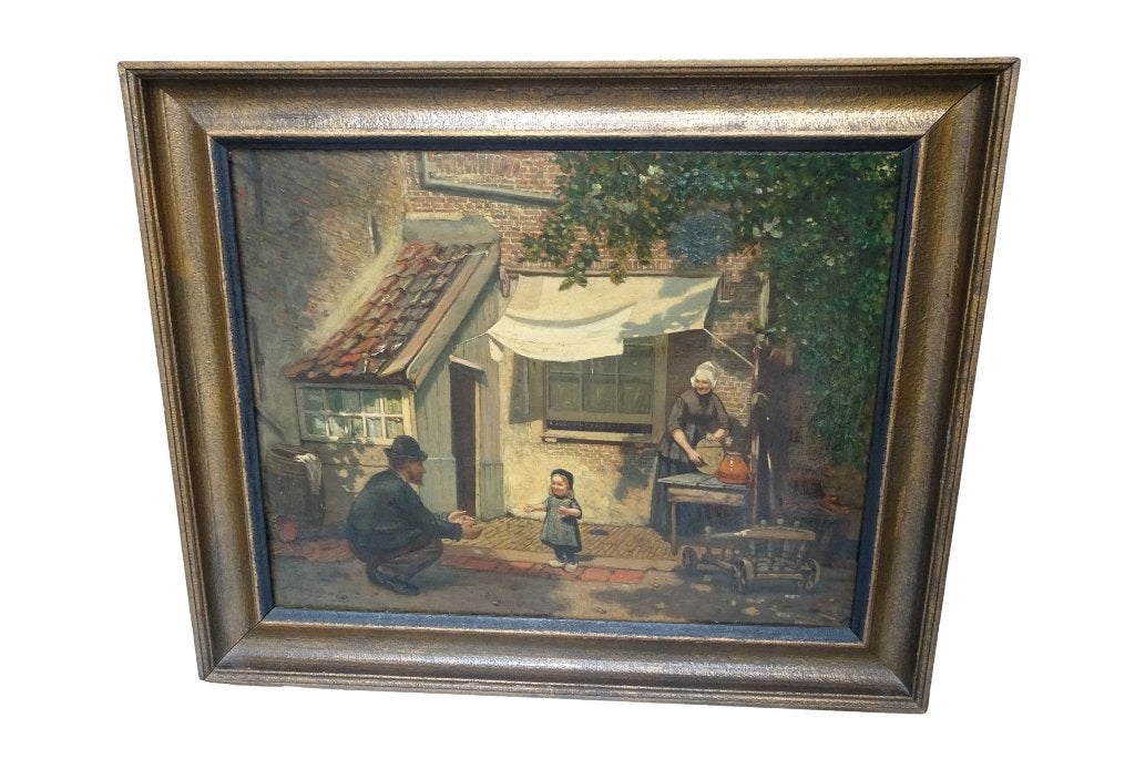 Veilinghuis Oranje: Grandchild, peinture de Joan Frans Berg, Antiquités & Art, Daté, Portrait ou Personnes, Peinture à l'huile
