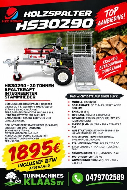 houtkliever met heftafel hydraulisch 30ton benzine, Ophalen, Nieuw
