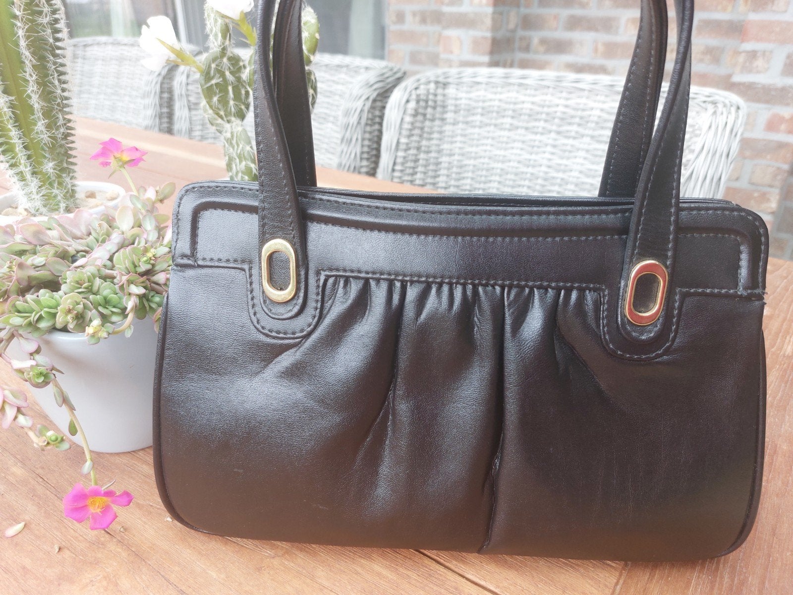 vintage handtas, Enlèvement ou Envoi, Utilisé, Noir, Sac à main