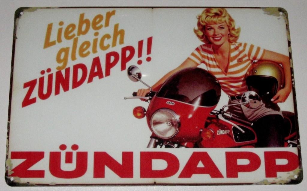 ZUNDAPP BROMMER : Metalen Bord - Lieber gleich Zundapp !!, Verzamelen, Verzenden, Nieuw, Reclamebord