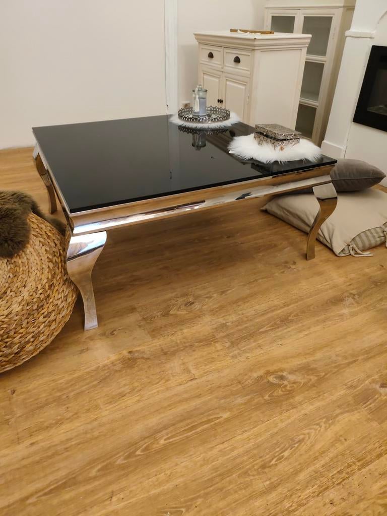 Table basse baroque noire et chrome Barroco