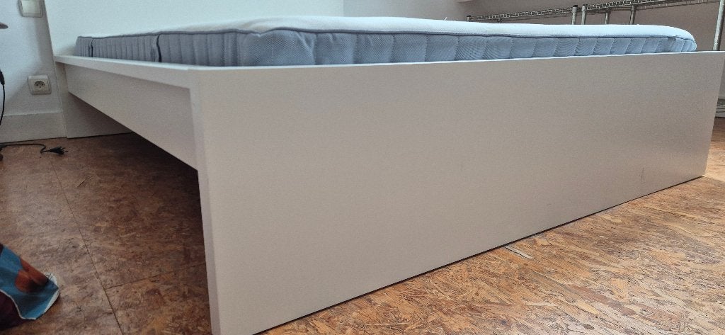 LIT DOUBLE AVEC MATELAS, Maison & Meubles, Chambre à coucher | Lits, Enlèvement, IKEA, 200 cm, Deux personnes