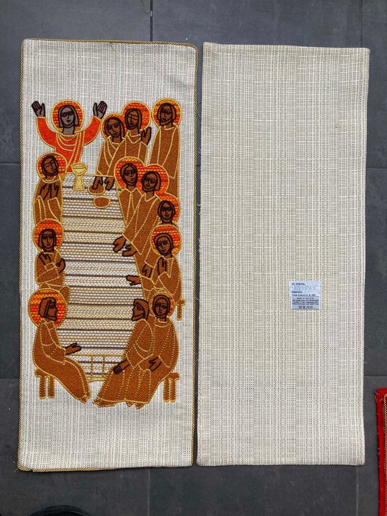 Wit wandtapijt Slabbinck Laatste Avondmaal (80 op 33 cm), Antiquités & Art, Enlèvement ou Envoi
